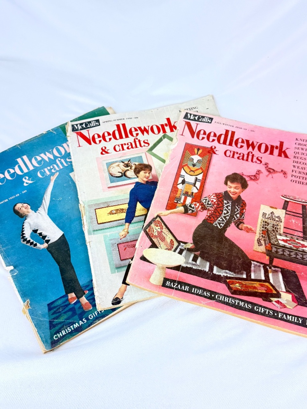 3 Vintage 1950s McCalls Needlework and Crafts Magazines Patterns Mid Century Mod